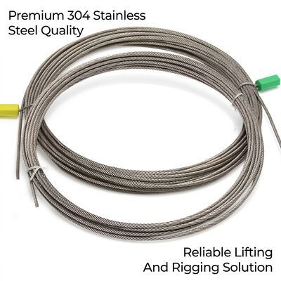 7x7 T316 Stainless Steel Aircraft Cable 0.8-6mm 1850lbs Breaking Strength for Deck Railing