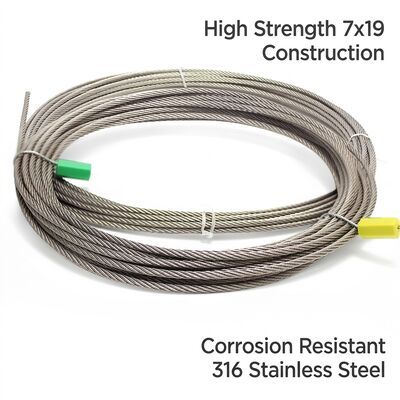 7x7 T316 Stainless Steel Aircraft Cable 0.8-6mm 1850lbs Breaking Strength for Deck Railing — image 2