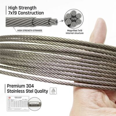 7x19 T316 Black Oxide Stainless Steel Wire Rope 4.8mm Cable for Garden Trellis Railing