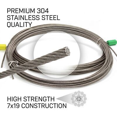1x7 304 Stainless Steel Wire Rope 1-8mm Rigid Guardrail Tension Cable for Fencing System