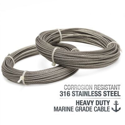 316L Stainless Steel Wire Rope 7x19 4-14mm Marine Grade Offshore Fishing for Mooring Rope