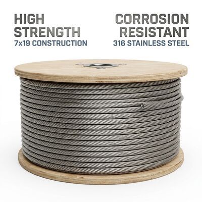 Architectural 1x19 316 Stainless Steel Wire Rope 2-12mm Cable for Facade Canopy Structure