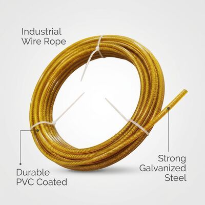 Blue PVC Coated Galvanized Steel Wire Rope 7x19 5mm Dog Tie Out Cable for Pet Run