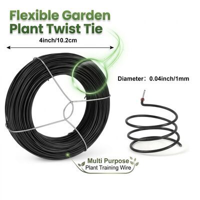 1.4mm Green PVC Coated Soft Plant Twist Tie Garden Wire 30m Reel for Plant Training